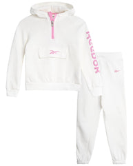 Reebok Girls Sweatsuit - 2 Piece Performance Fleece Sweatshirt and Jogger Sweatpants - Clothing Set for Toddlers/Girls,  2years