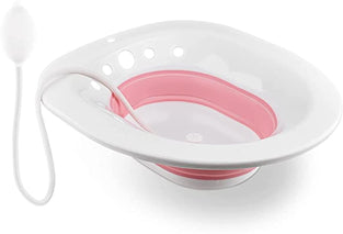 Sitz Bath for Toilet Seat, Hemorrhoids, Postpartum Care, with Flusher, Comfortable Seating, Deep Enough, Relieve Pain, Anti Overflow, Easy to Use and Clean, Water Massage, Foldable