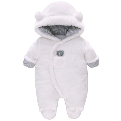 JiAmy Baby Hooded Romper Flannel Winter Jumpsuit Infant Boys Girls Sheep Cartoon Pajamas Outfits, 0-3 Months