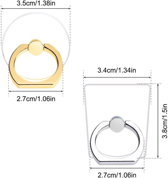 AIFUDA 6pcs Transparent Cell Phone Ring Holder, 360 Degree Rotation Finger Ring Grip Kickstand Compatible for Various Mobile Phones Smartphones, 3 Square & 3 Round Shape