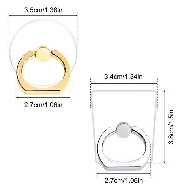 AIFUDA 6pcs Transparent Cell Phone Ring Holder, 360 Degree Rotation Finger Ring Grip Kickstand Compatible for Various Mobile Phones Smartphones, 3 Square & 3 Round Shape
