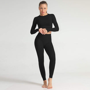 LYDIANZI Women Seamless Yoga Set Fitness Sports Suits Gym Long Sleeve Crop Top Leggings Workout Pants (Color : B, Size : L)