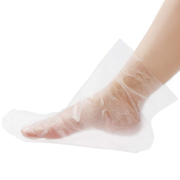 200PCS Plastic Foot Covers with stickers .Paraffin Bath Liners for Foot Pedicure Hot Spa Wax Treatment, Therapy Feet Covers Bags Plastic Socks Liner