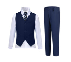 Boys Suits Slim Fit 4 Piece Formal Dresswear Suit for Kids Tuxedo Wedding Set Toddler Boy Dress with Vest Shirt Pants and Tie (Size 5))
