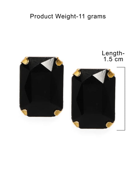 ZAVERI PEARLS Women's Contemporary Style Gold Plated Metal Black Stud Earring (ZPFK8707)