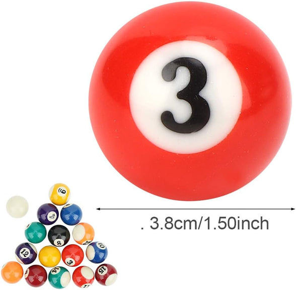 Billard Pool Balls, 1-1/2" Pool Balls Set, Complete 16 Pool Table Balls Set, Mini Pool Ball Set for 6 Feet Pool Table, Billiard Balls Set, Children Billiard Ball Toy, Pool Table Accesssory