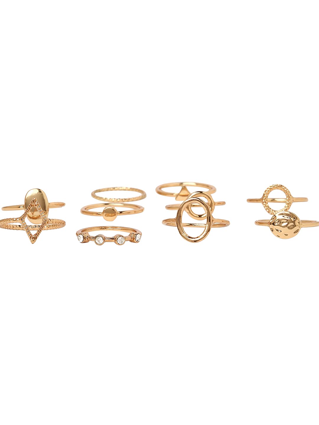 Zaveri Pearls Gold Tone Set Of 10 Stunning Stackable Finger Rings-ZPFK10876