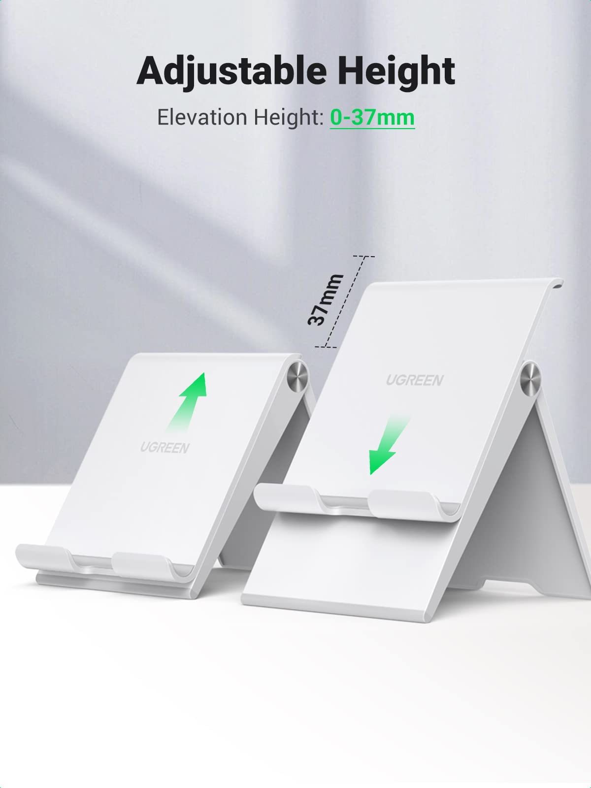 UGREEN Tablet Stand for Desk, Stable Tablet Holder with Heavy and Thickened Metal Base for Large Tablet Device, Multi-Angles Adjustable and Foldable, Universal Supports 7-13.3 Inches Tablet White