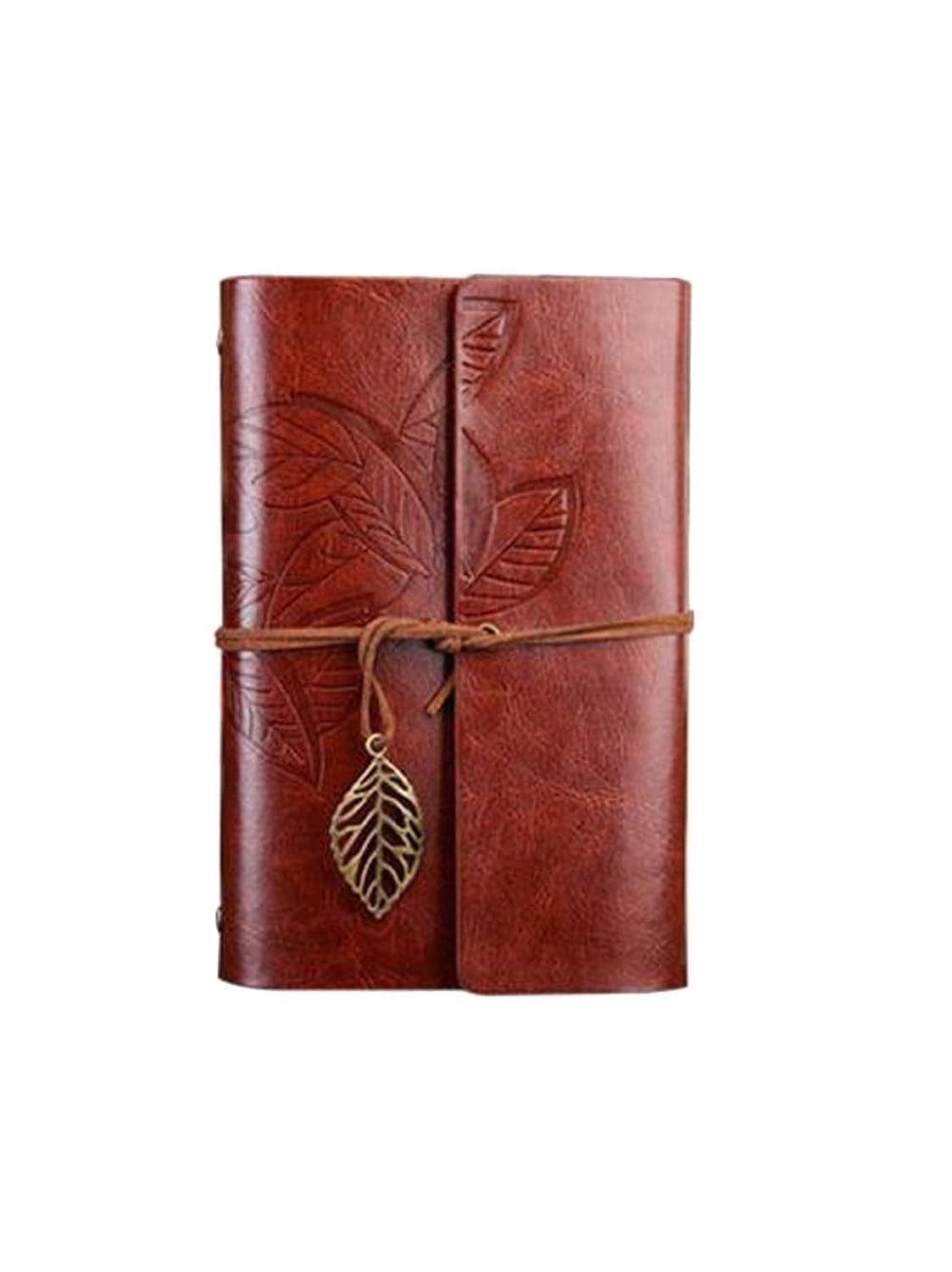 ming- Pu leather cover notebook to write diary, spiral blank string daily notepad, linerless paper, vintage pendant, classic relief, loose leaf