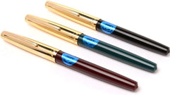 Success Stationery Hero Pen Original Fountain Pen Iridium Fine Nib 330 Golden Cap Black Green Maroon Color Ink Pen - Pack of 3