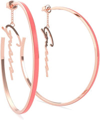 Guess Women's Beach Party Stainless Steel Rose Gold Hoop Earrings, One Size