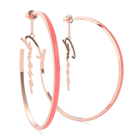 Guess Women's Beach Party Stainless Steel Rose Gold Hoop Earrings, One Size