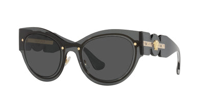 Versace Woman Sunglasses Transparent Dark Grey Frame, Dark Grey Lenses, 53MM