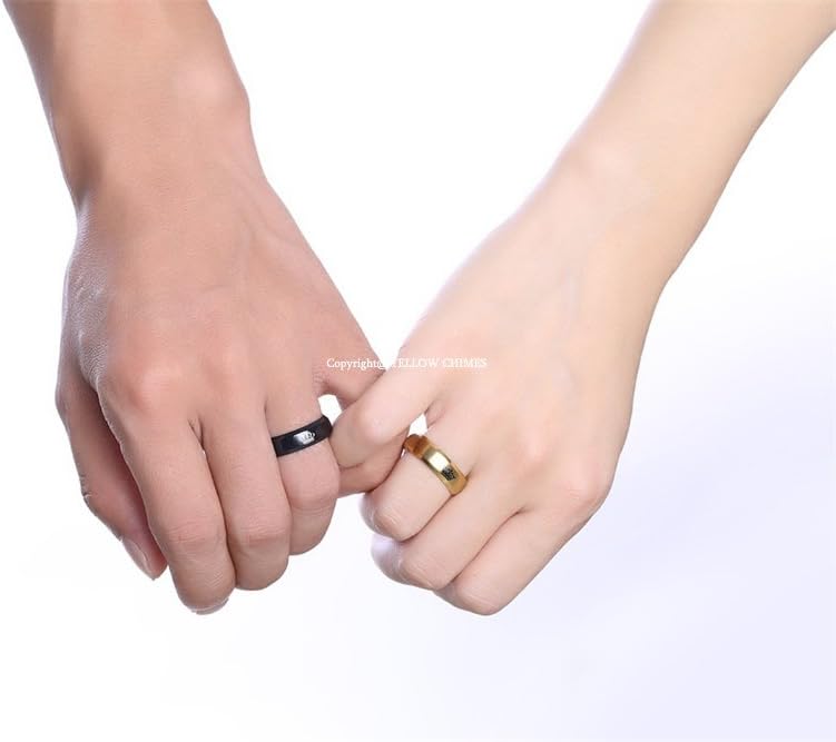 Yellow Chimes King Queen 2 Pc Couple Rings Set Gold Plated Ring For Women (Ycfjcr-360Qn-Glbk)