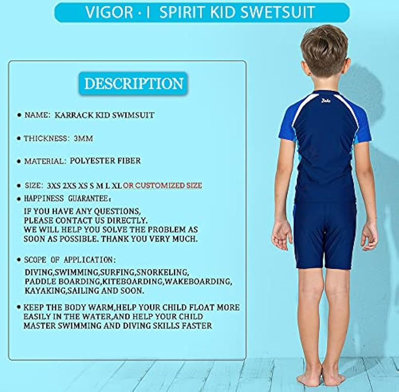 Karrack Girls and Boys One Piece Rash Guard Swimsuit Kid Water Sport Short Swimsuit UPF 50+ Sun Protection Bathing Suits