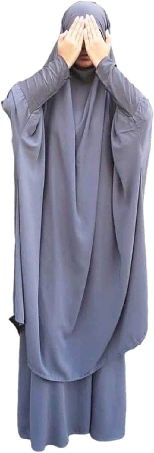 BOJON Muslim Two Piece Prayer Dress for Women Abaya Dress Islamic Middle East Dubai Turkey Maxi Abaya Kaftan with Full Length Hijab Dress