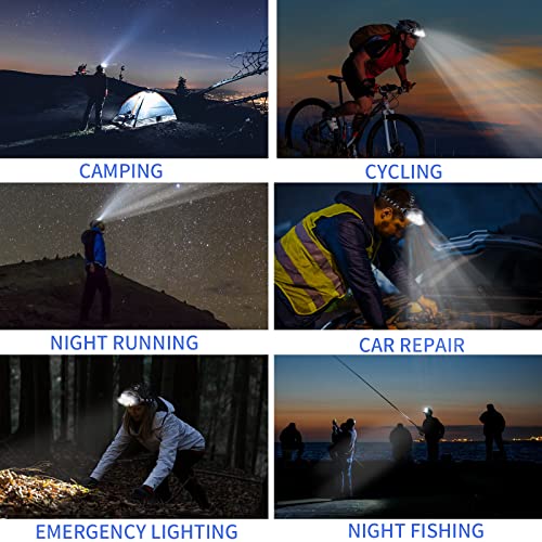 Rechargeable Headlamp,2022 Newest 8 LED 18000 Lumen Super Bright Waterproof Headlight with Red Lights,8 Modes USB Rechargeable Head Lamp for Emergency Light Outdoors Fishing Hiking Camping Running