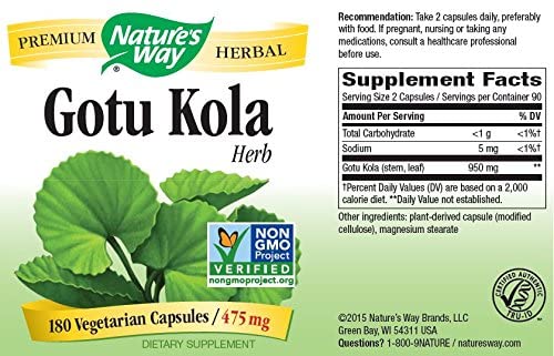 Nature's Way, Gotu Kola Herb, 950 mg, 180 Vegetarian Capsules