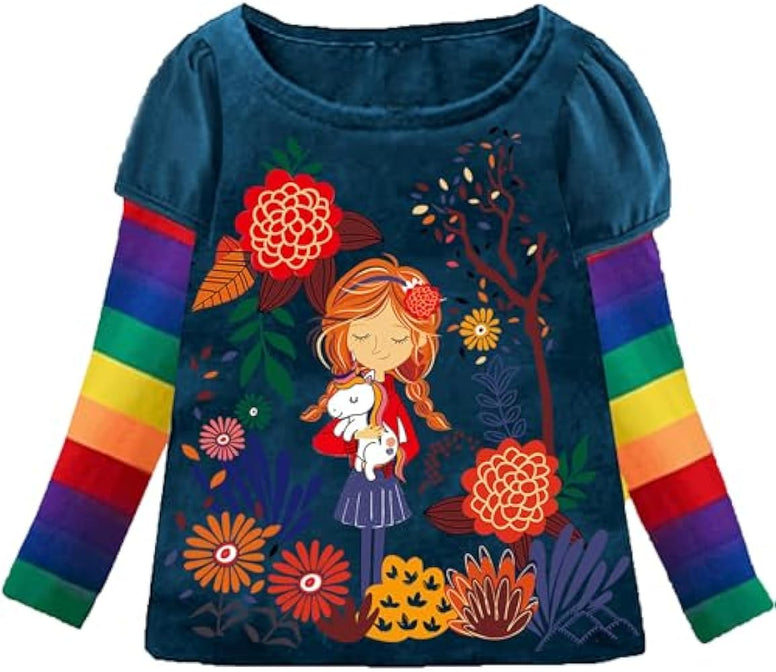 VIKITA Little Girls Cute Flower Long Sleeve T-Shirt Top for 1-8 Years