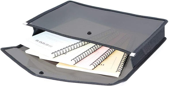 Plastic File Folder Expanding A4 Size Poly Envelope Folder Clear Portfolio Bag Transparent Wallet Accordion Expandable File Organizer Document Holder for School Office Home (5 Black)