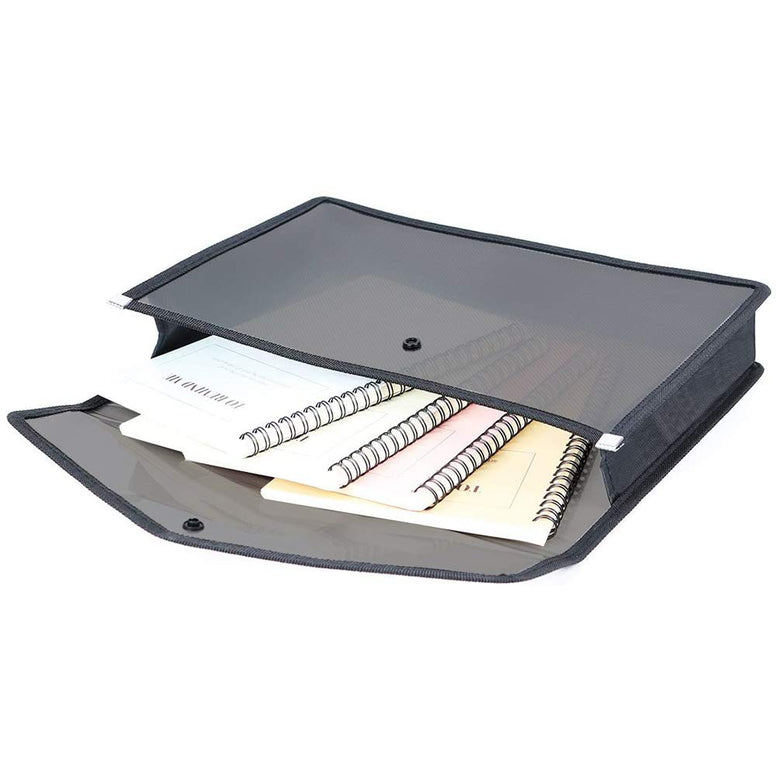 Plastic File Folder Expanding A4 Size Poly Envelope Folder Clear Portfolio Bag Transparent Wallet Accordion Expandable File Organizer Document Holder for School Office Home (5 Black)