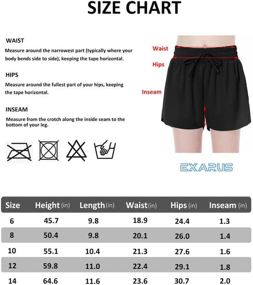 EXARUS Girls Flowy Butterfly Shorts Athletic 2 in 1 Running Skirt Shorts Cheer Tennis Dance Preppy Kids Clothes 6-14Y