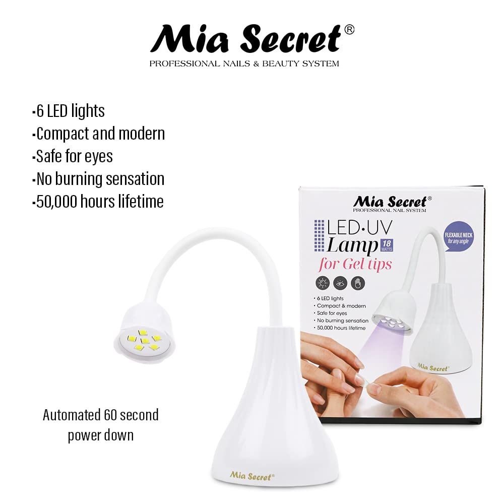 Mia Secret - LED/UV Table Lamp for Curing Gel Tips for Nails - for Nail Technician Flexible Neck 6 Light Design