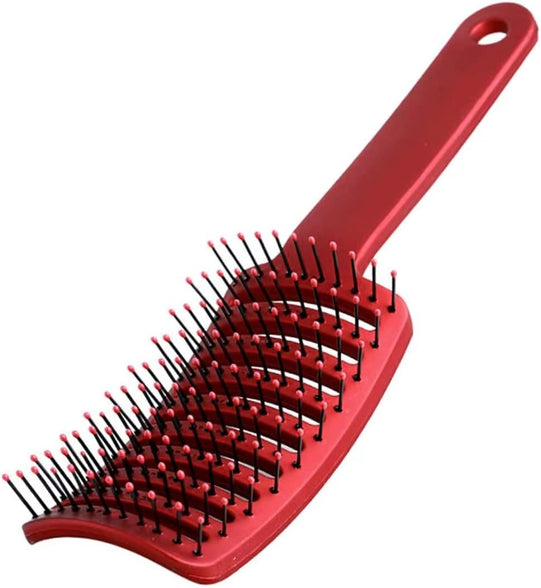 IFAN Styling Comb Multi-purpose Arched Hair Comb Nylon Antistatic Detangler Comb for Women Crooked Comb with Radian 110 Round Head Teeth Radian Fitting Head with Frosted Handle (Red)