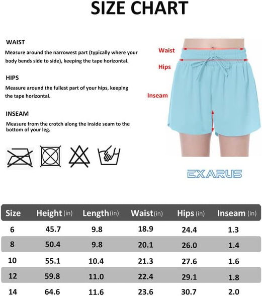 EXARUS Girls Flowy Butterfly Shorts Athletic 2 in 1 Running Skirt Shorts Cheer Tennis Dance Preppy Kids Clothes 6-14Y