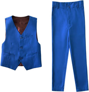 Suit for Boys Formal Royal Blue Toddler Dress Vest and Pants Kids Wedding Size 2T