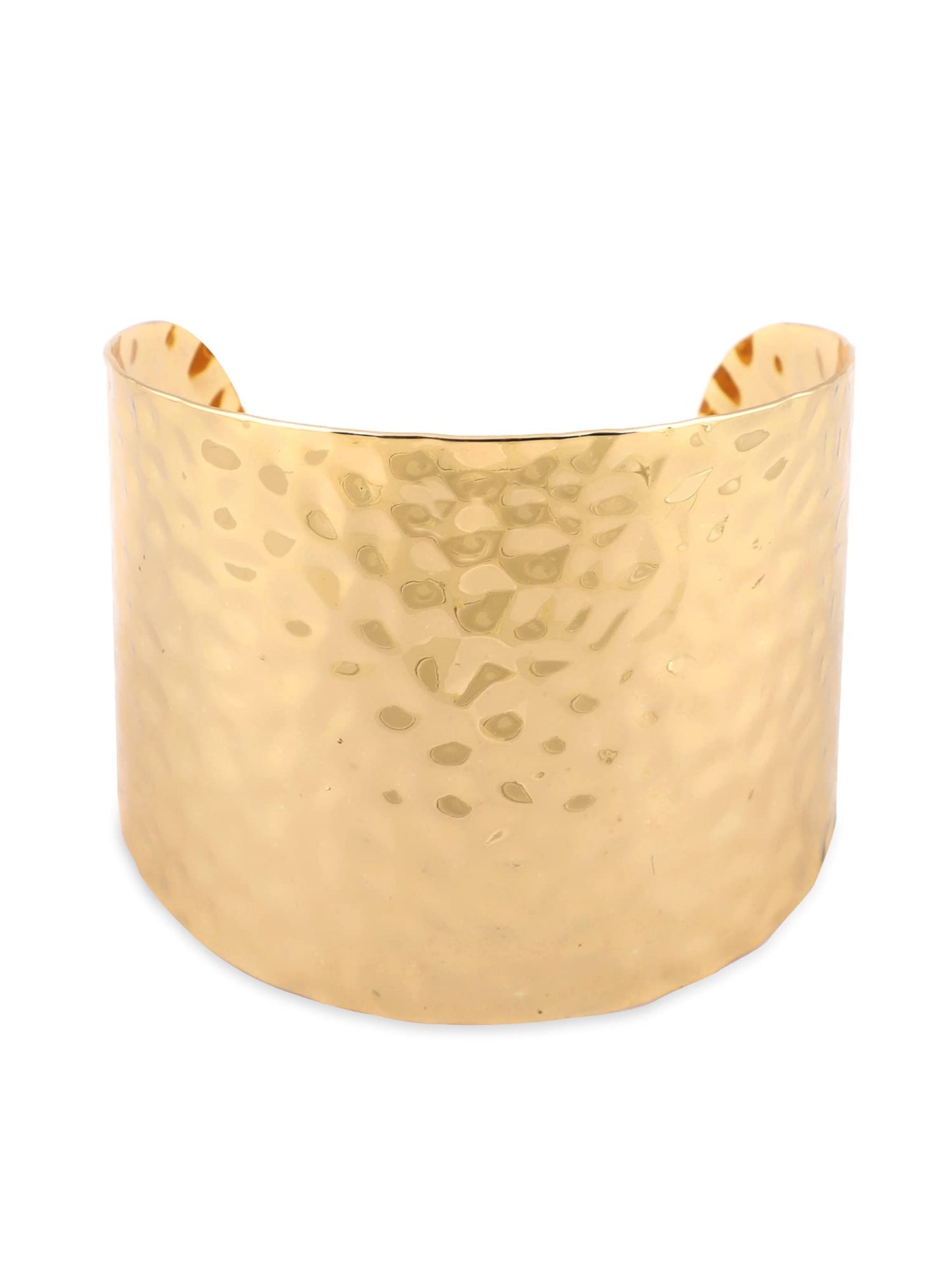 Zaveri Pearls Gold Tone Classy Contemporary Hammered Cuff Bracelet-ZPFK10539 One Size