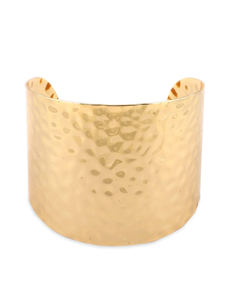 Zaveri Pearls Gold Tone Classy Contemporary Hammered Cuff Bracelet-ZPFK10539 One Size