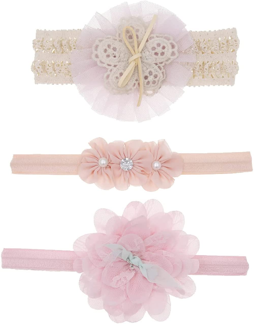 Baby Girl Headbands, ELECDON 9Pack Headbands with Grosgrain Ribbon Faux Leather Stars, Baby Turban Headband Bowknot Headbands Stretchy Soft Wide Headbands for Babies Elastic Headbands for Newborn Baby