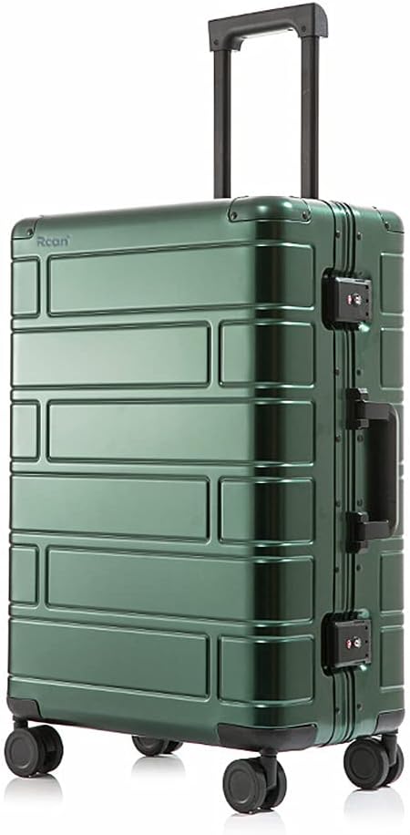 Rcan 20-inch Aluminum Magnesium Alloy Rolling Luggage for Women Man, Cabin Carry On Luggage Bag with TSA Lock and Spinner Wheels, Lightweight Hardside Suitcase for Business Weekend Travel (Green)