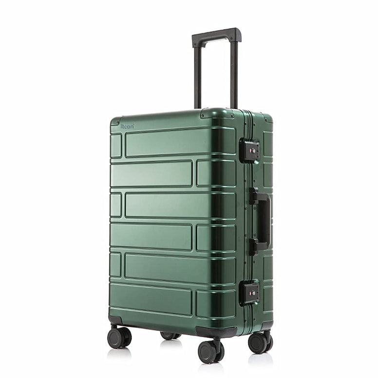 Rcan 20-inch Aluminum Magnesium Alloy Rolling Luggage for Women Man, Cabin Carry On Luggage Bag with TSA Lock and Spinner Wheels, Lightweight Hardside Suitcase for Business Weekend Travel (Green)