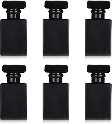 6 Pack 30ml / 1 Oz Black Assorted Refillable Perfume Bottle, Portable Square Empty Glass Perfume Atomizer Bottle with Spray Applicator 4 Free kinds of perfume dispenser(6 Pack 30ml / 1.01 oz. Black )