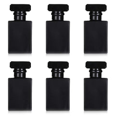 6 Pack 30ml / 1 Oz Black Assorted Refillable Perfume Bottle, Portable Square Empty Glass Perfume Atomizer Bottle with Spray Applicator 4 Free kinds of perfume dispenser(6 Pack 30ml / 1.01 oz. Black )