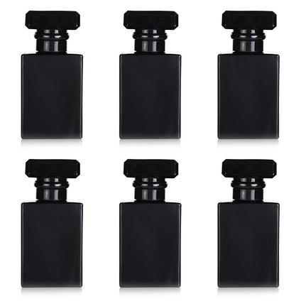 6 Pack 30ml / 1 Oz Black Assorted Refillable Perfume Bottle, Portable Square Empty Glass Perfume Atomizer Bottle with Spray Applicator 4 Free kinds of perfume dispenser(6 Pack 30ml / 1.01 oz. Black )