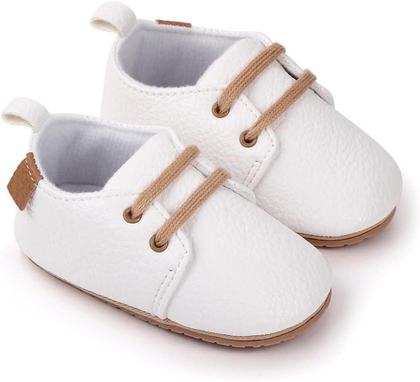 Infant Baby Boys Girls Leather Shoes Soft Rubber, Walking Shoes Non-Slip Sneaker Toddler for First Walker Shoes Newborn Crib Shoes, for 6 Months