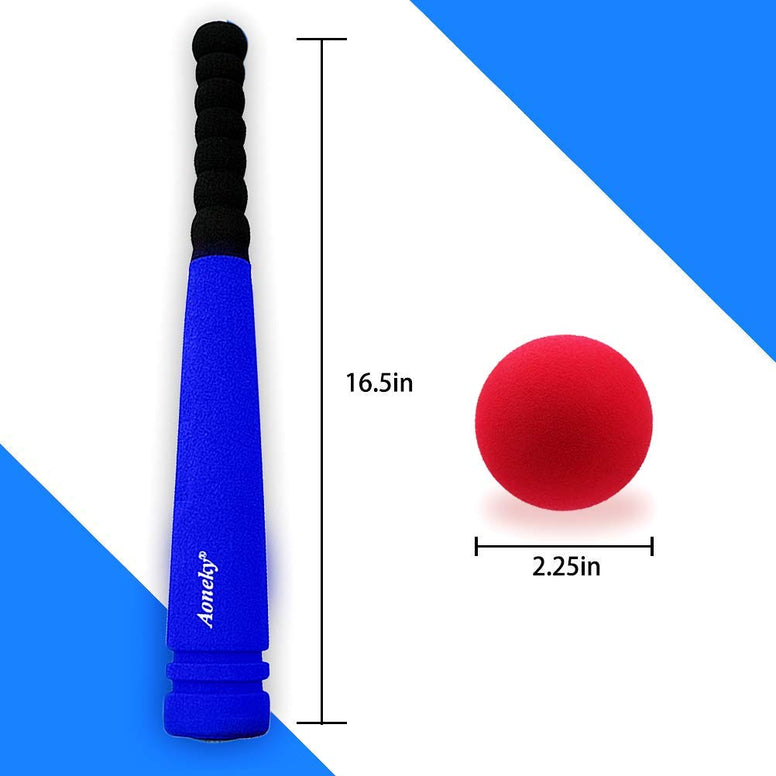 Aoneky Min Foam Baseball Bat and Ball for Toddler - Indoor Soft Super Safe T Ball Bat Toys Set for Kids Age 2 Years Old, Best Gift for Children, 16.5 inch