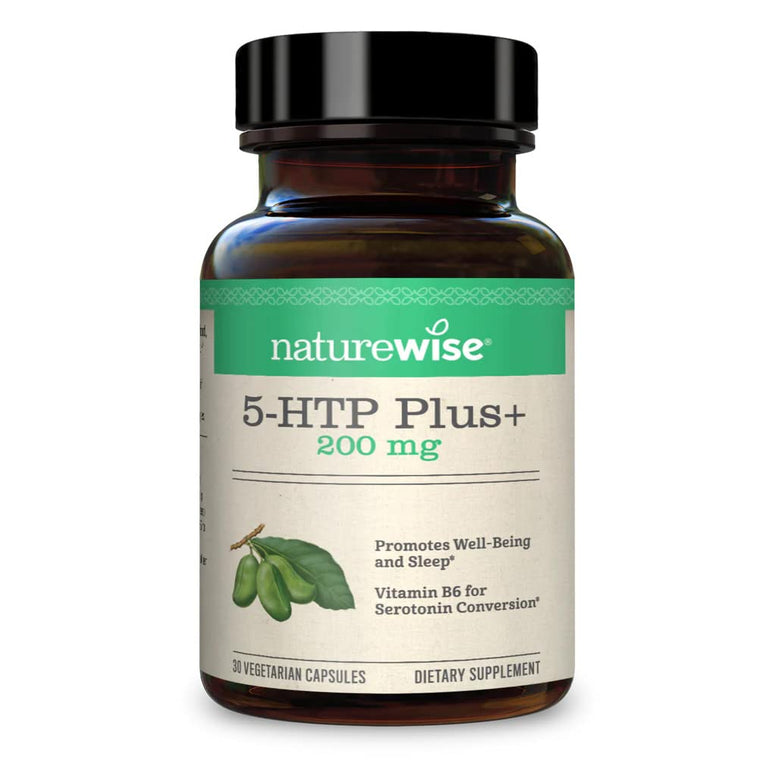 NatureWise 5-HTP 200Mg Mood Support, Natural Sleep Aid Helps Promote Healthy Eating Habits, Easy-to-Digest Delayed Release Capsules Enhanced w/Vitamin B6, Non-GMO (1 Month Supply - 30 Count)