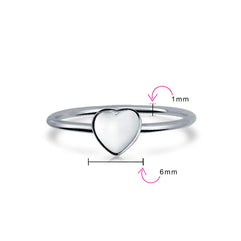 Bling Jewelry Personalize Simple ABC Heart Shape Monogram Script Or Block Letter Alphabet A-Z Signet Heart Initial Ring For Women Teens .925 Sterling Silver Customizable