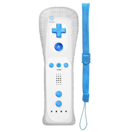 MOLICUI Wii Remote Controller, Replacement Remote Game Controller(No Motion Plus) with Silicone Case and Wrist Strap for Wii and Wii U,Blue White