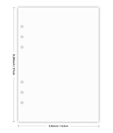 (3-Pack) A5 Blank Paper, Refills for Filofax Planner, Organizer, Binders, 6 Hole Punched, Total 300 Sheets/600 Pages, 100gsm, White, 5.8 x 8.2 Inch