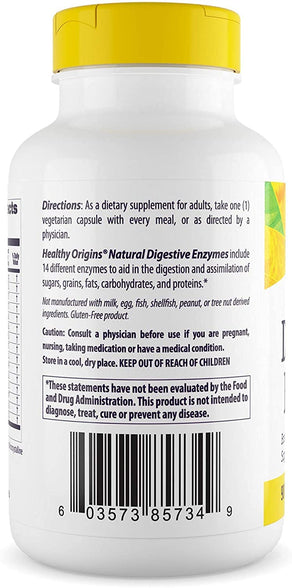 Healthy Origins Digestive Enzymes (NEC) Broad Spectrum - With Protease, Amylase & Lipase - Gluten-Free Digestion and Gut Health Supplement - 90 Veggie Capsules