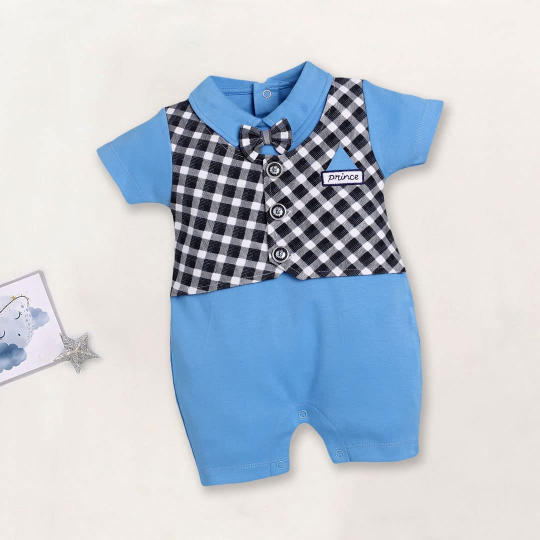 BABY GO 100% Pure Cotton Half Sleeves Casual Romper/Jumpsuit for Baby Boys 6-9M