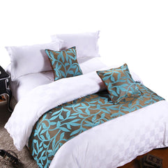 (50cm x 180cm , Acacia Leaf) - Frjjthchy Cotton Bedding Runner Beautiful Luxurious Bed End Scarf for Bedroom Hotel (Acacia Leaf, 50cm x 180cm )