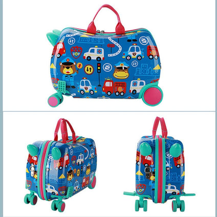 Kids Trolley Case, Ride-On Suitcase 2 In 1 Kid Luggage Organizer Waterproof Carry On Travel Bag Children's Motorcycle Trunk Storage Box,Kids Luggage With Spinner Wheels (Car pattern)