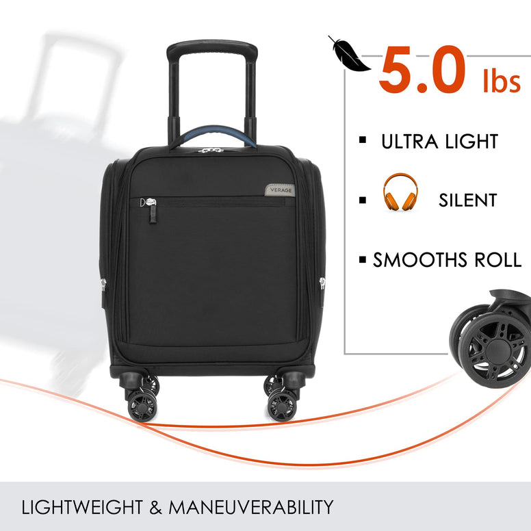 Verage Carry On Underseat Luggage with Wheels & USB Port, Wheeled Spinner Bag Carry-on Luggages for Airlines, Lightweight Suitcase Men Women, Pilots and Crew