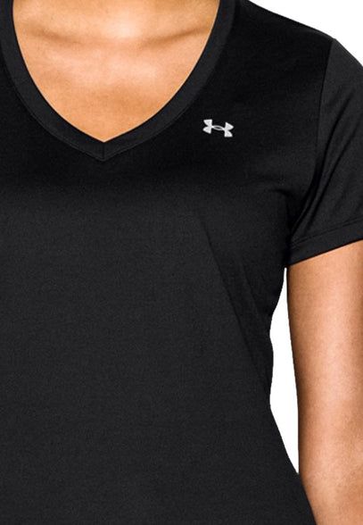 Under Armour Women's TECH SS - SOLID-BLK//MSV Tech short sleeve v-neck (pack of 1)